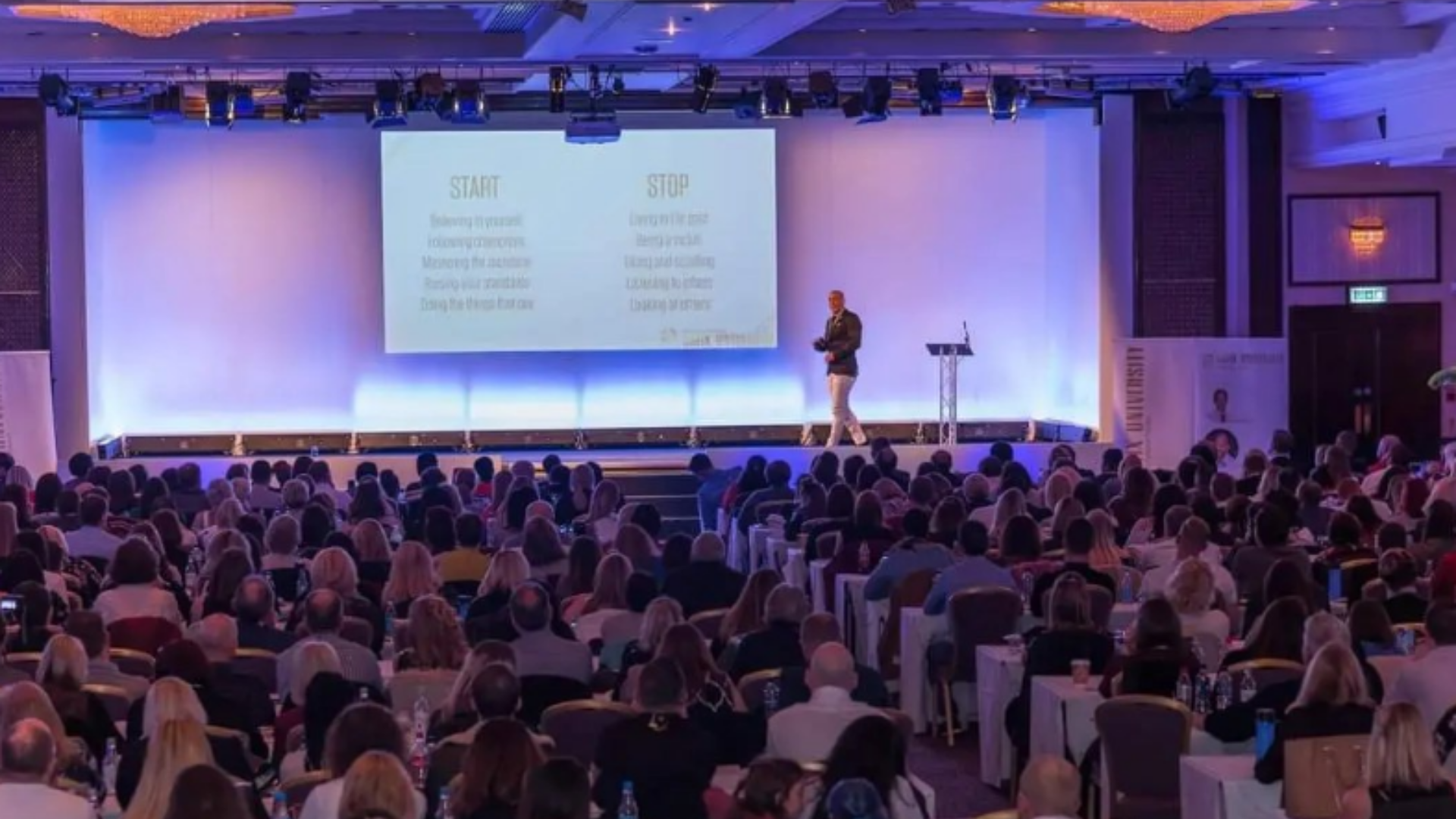 James Lavelle speaking on stage