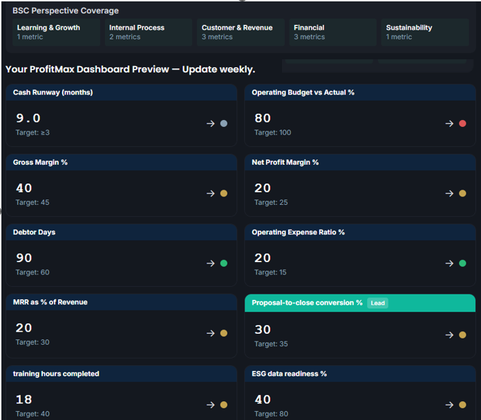 ProfitMax Balanced Scorecard Dashboard