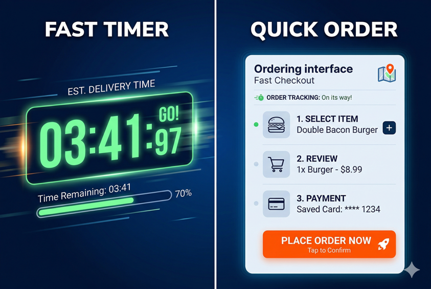 Timer and streamlined ordering interface showing the efficient 3-Click ordering process from Randmar. Timer and streamlined ordering interface showing the efficient 3-Click ordering process from Randmar.