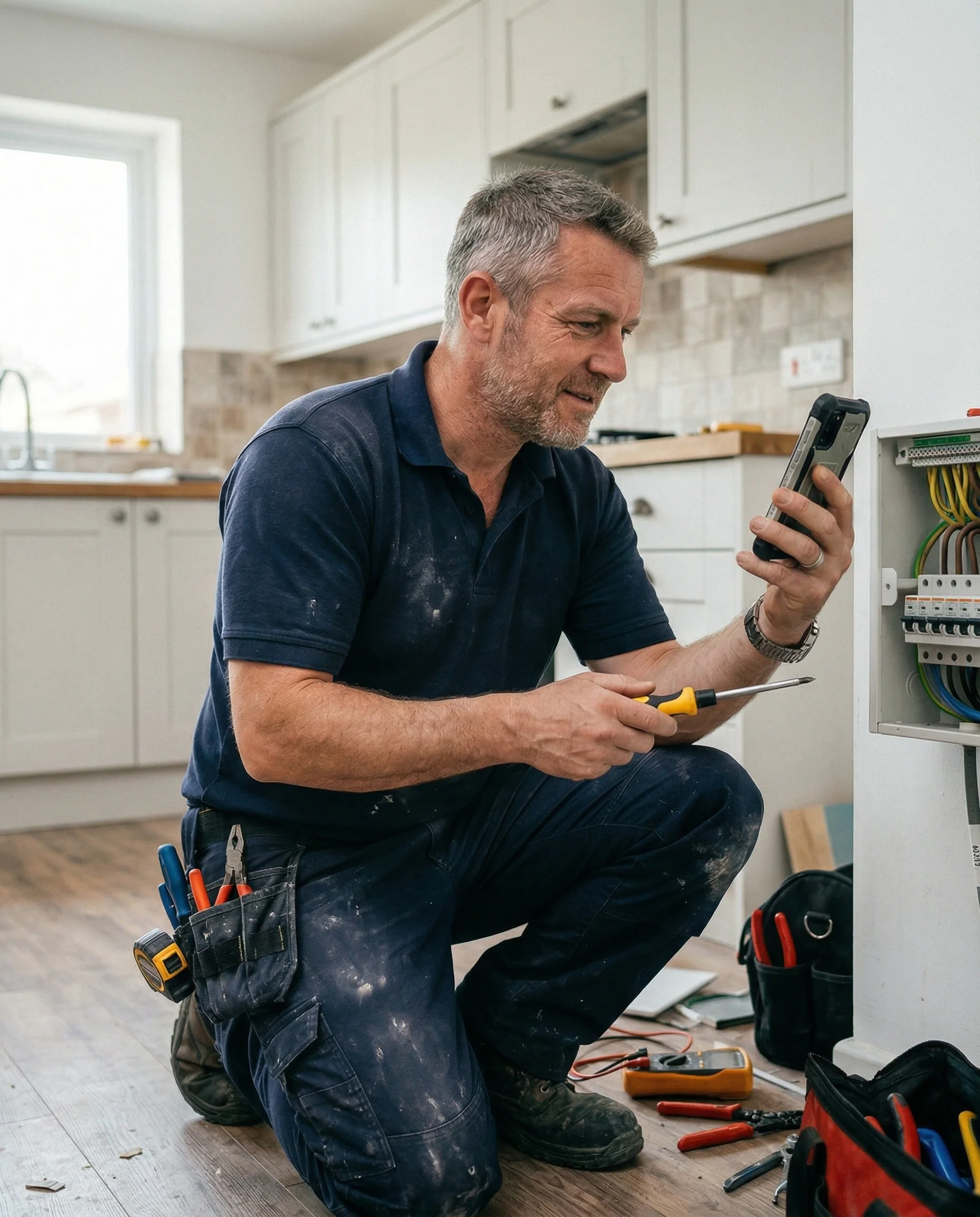 Trades person working on a job