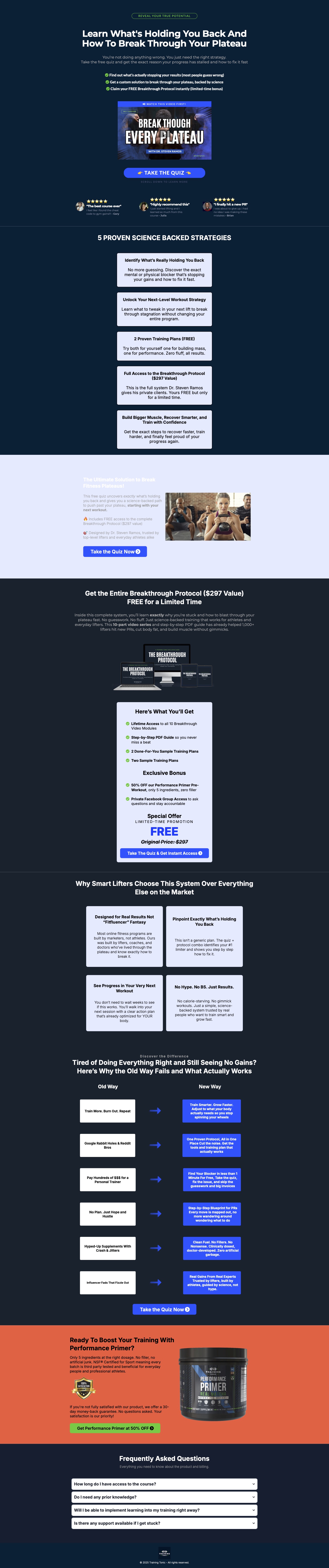Training Tonic Landing Page