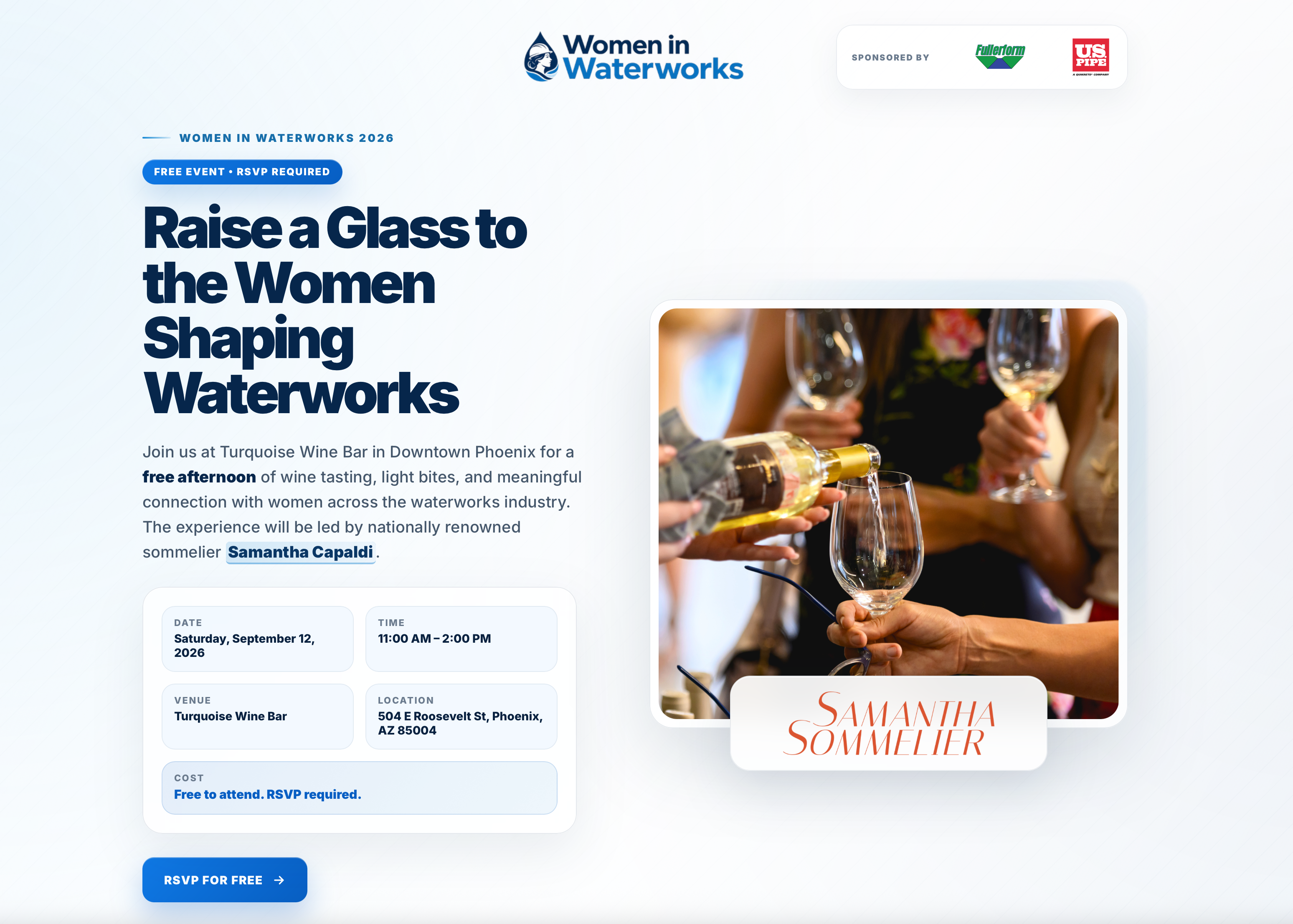 Women in Waterworks event landing page screenshot