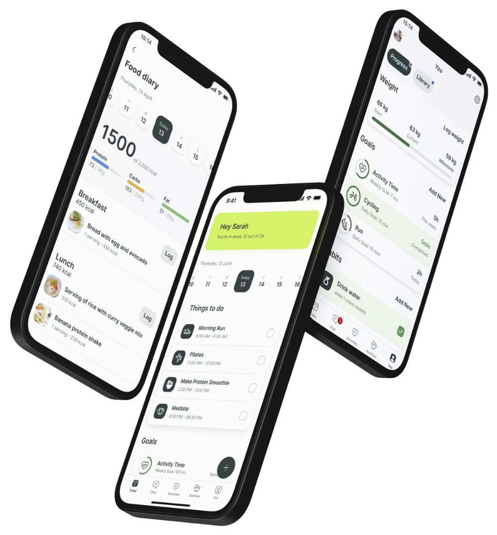 The Onyxia app: food diary, your daily to-do list and progress tracking