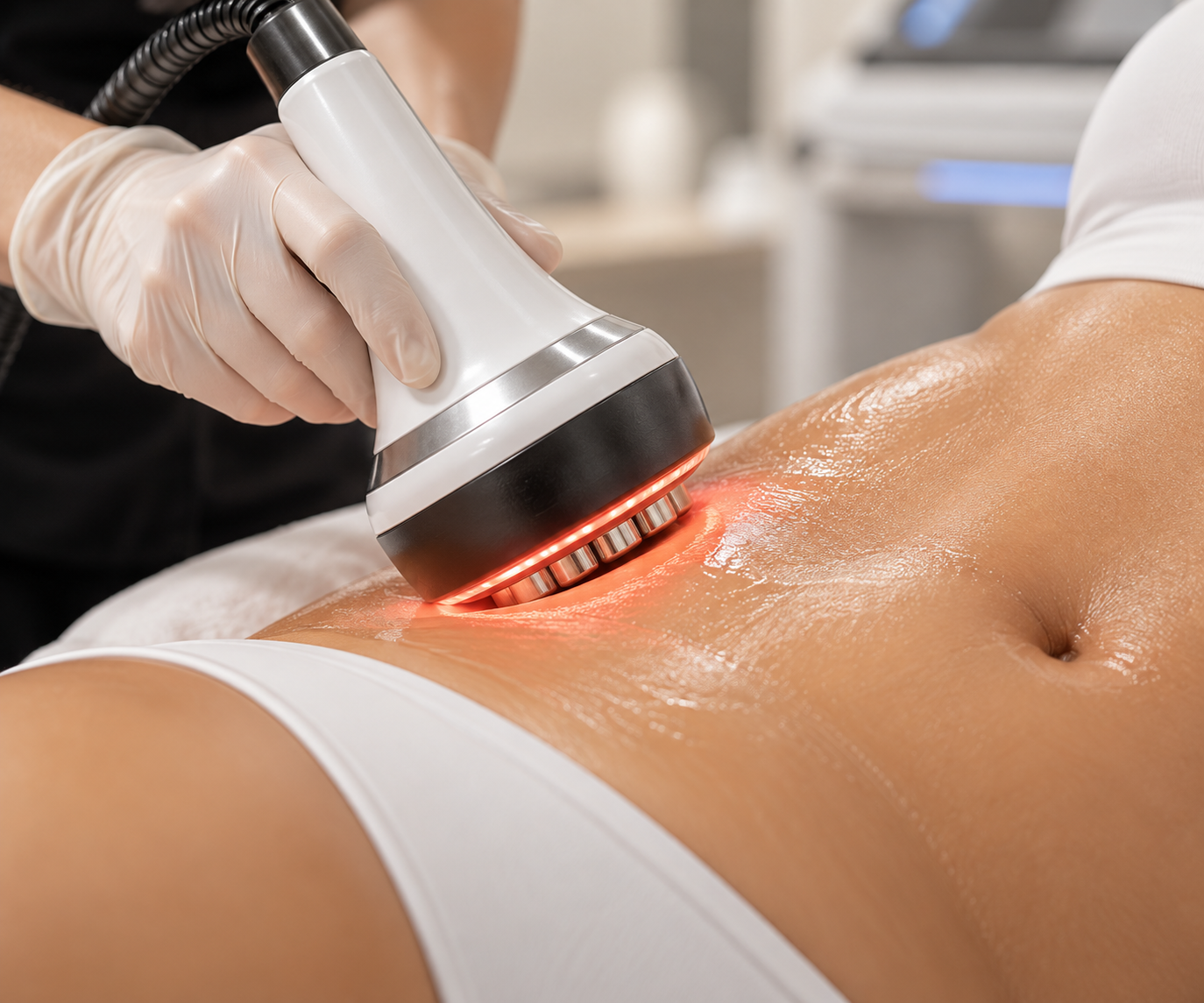 ThermaLift radiofrequency handpiece on the abdomen