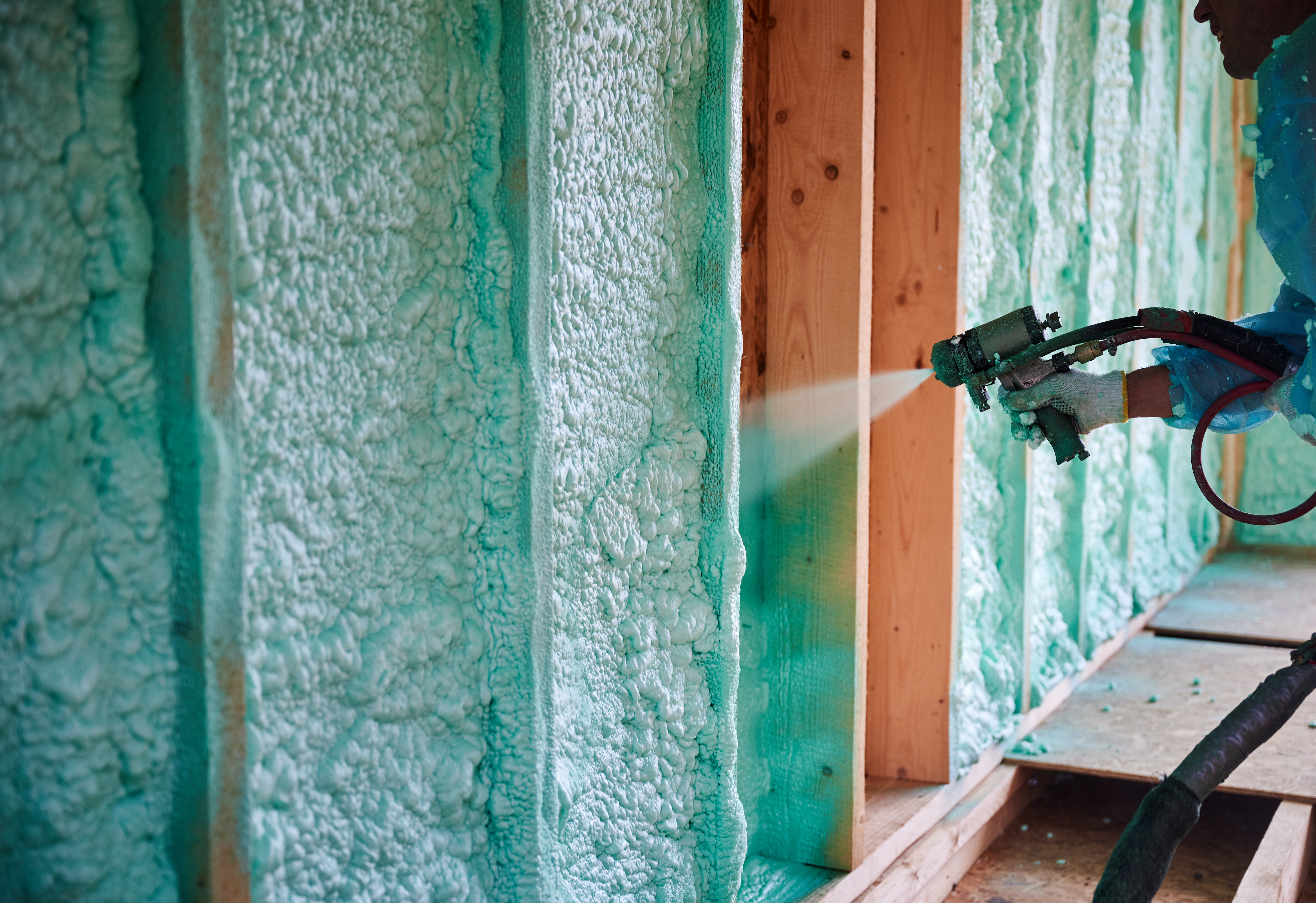 Closed cell spray foam insulation installation