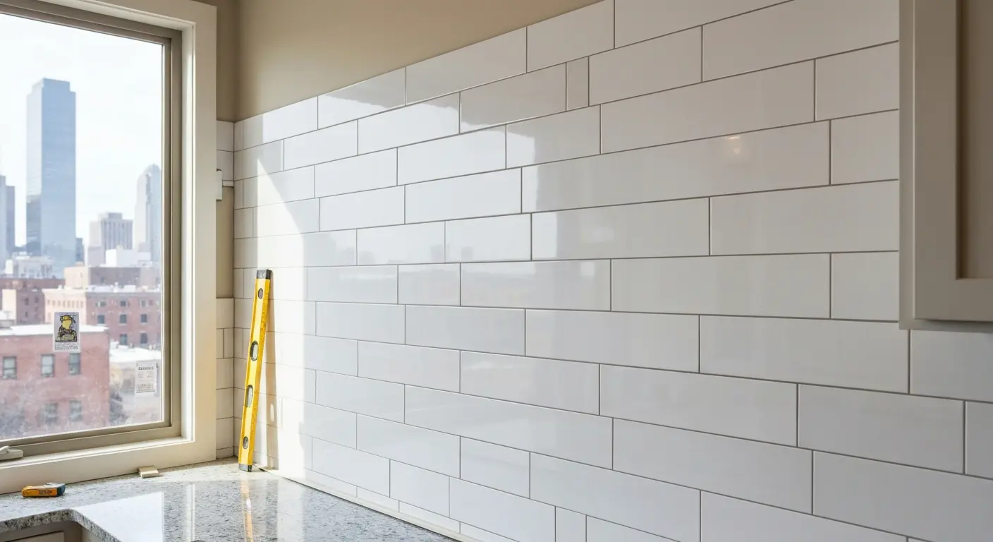 Modern backsplash in downtown kitchen