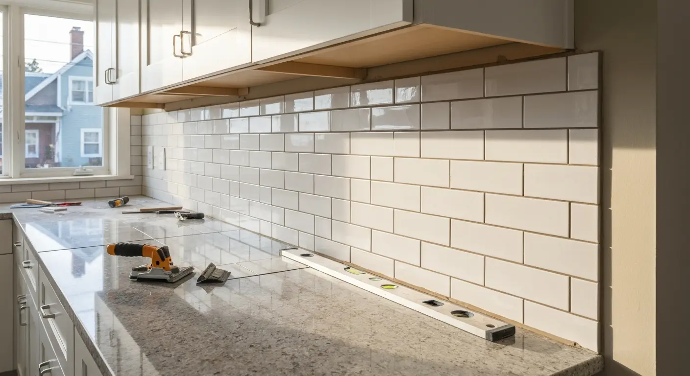 Integrated kitchen remodeling with backsplash