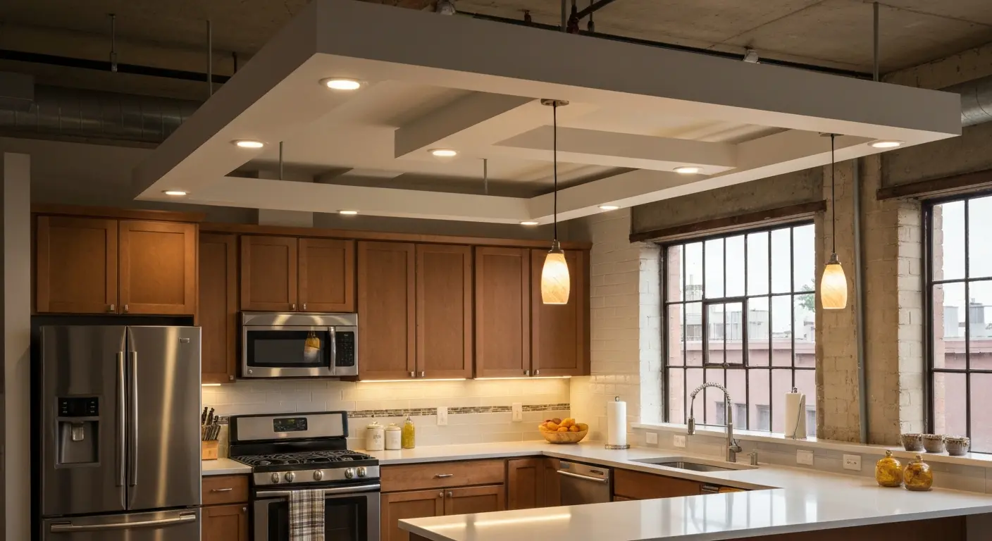 Kitchen lighting design in downtown loft