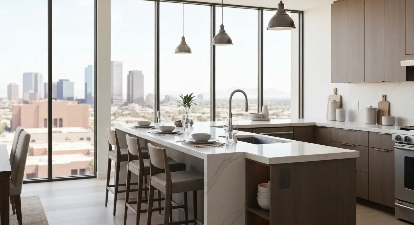 Kitchen island in downtown Phoenix condo