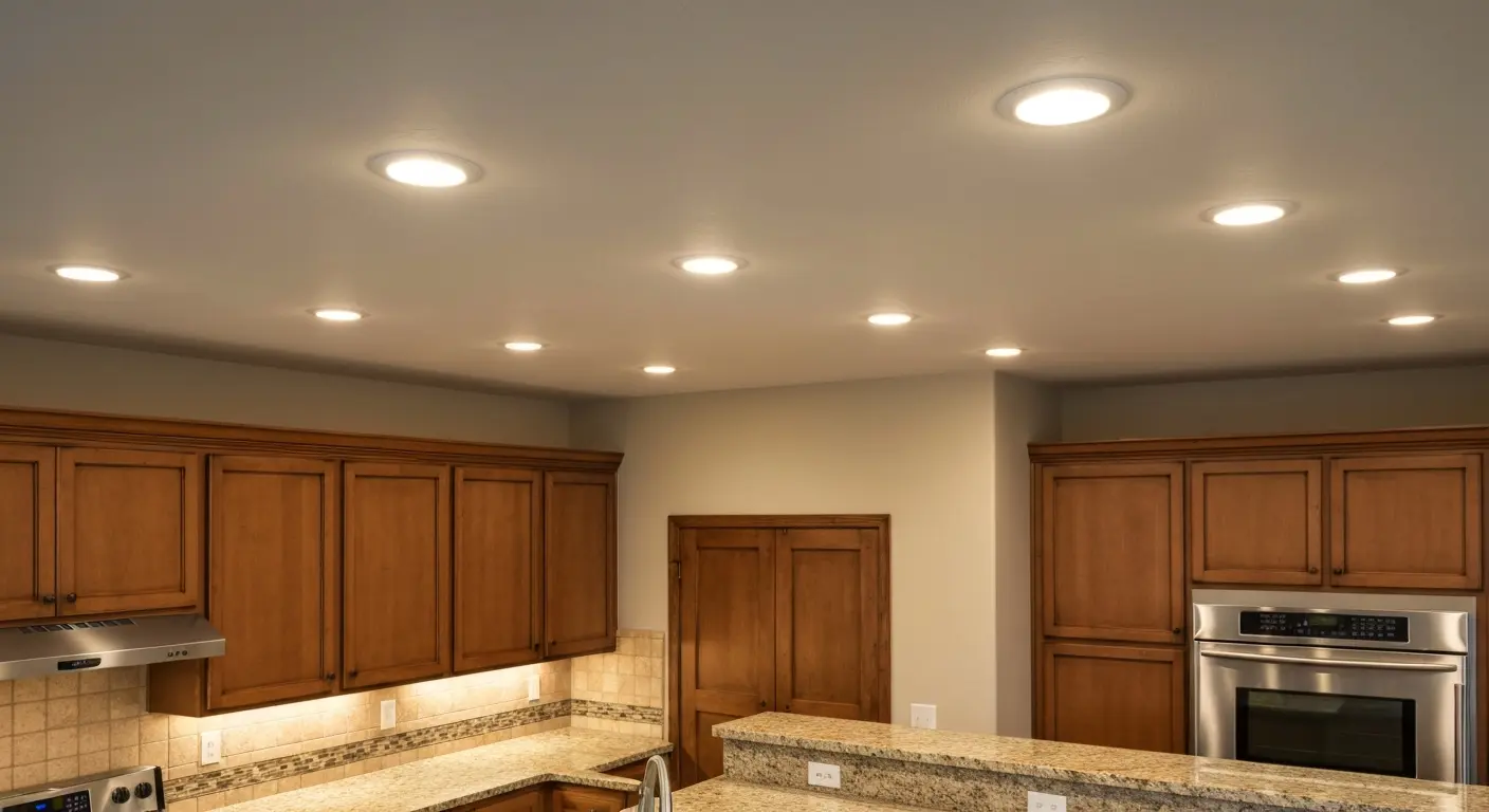 Recessed lights in kitchen ceiling