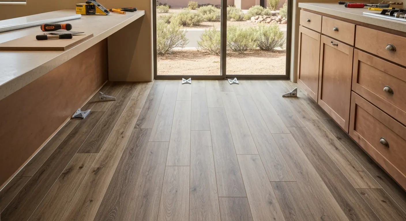 Luxury vinyl flooring in kitchen