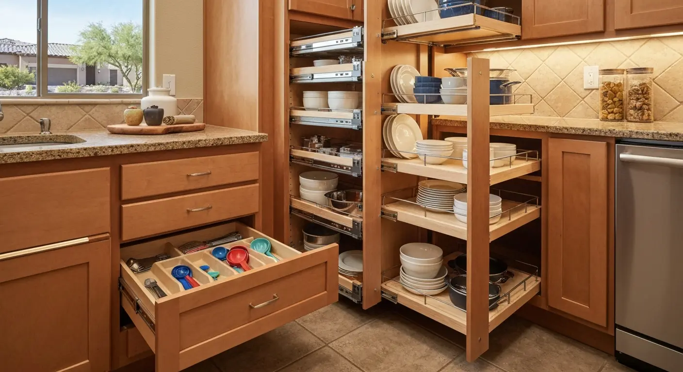 Kitchen cabinet organization and storage