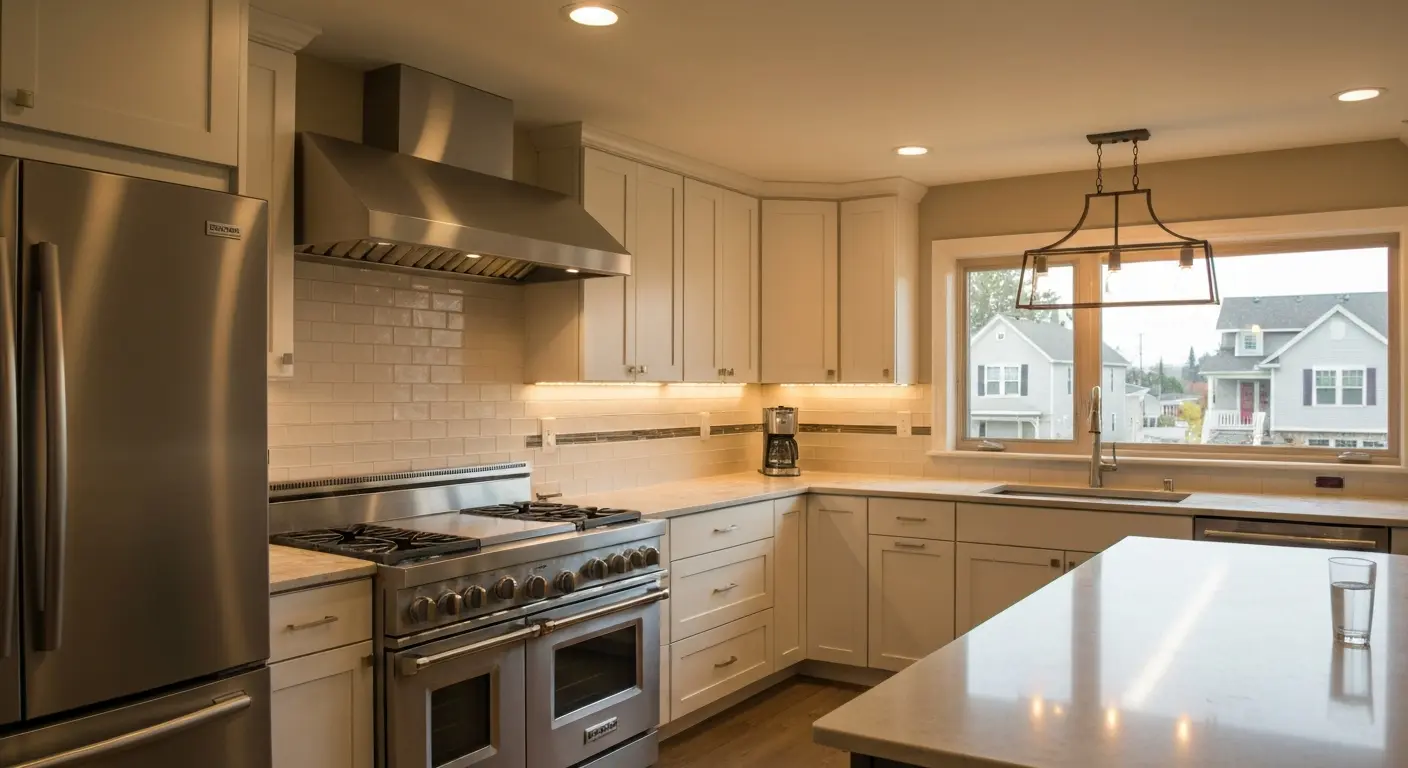 Modern kitchen lighting and appliances