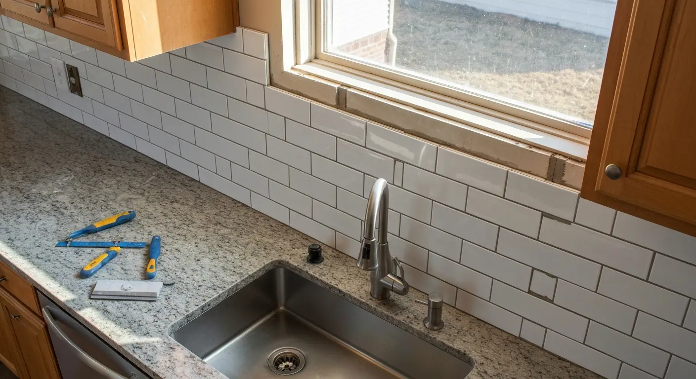 Backsplash tile installation in Peoria bathroom