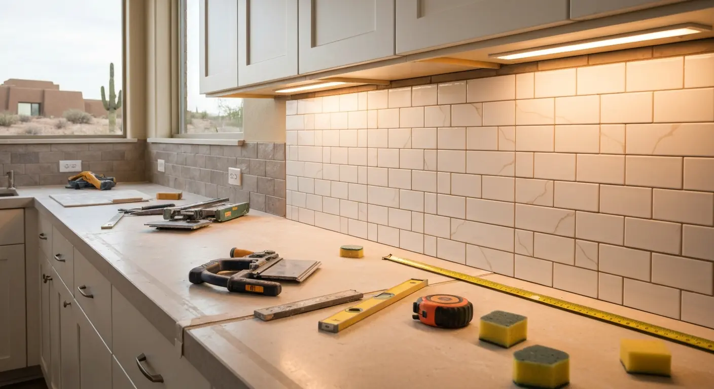 Kitchen backsplash installation