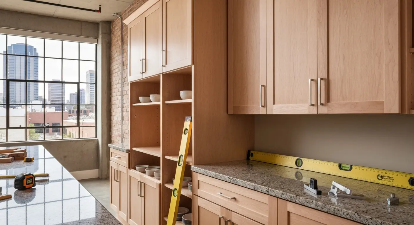 Custom cabinet installation in downtown kitchen