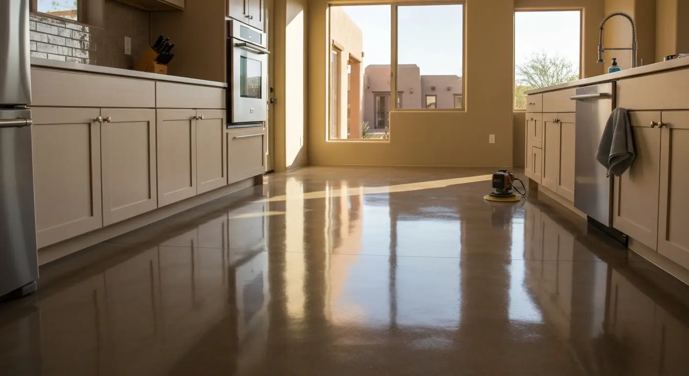 Epoxy concrete kitchen flooring