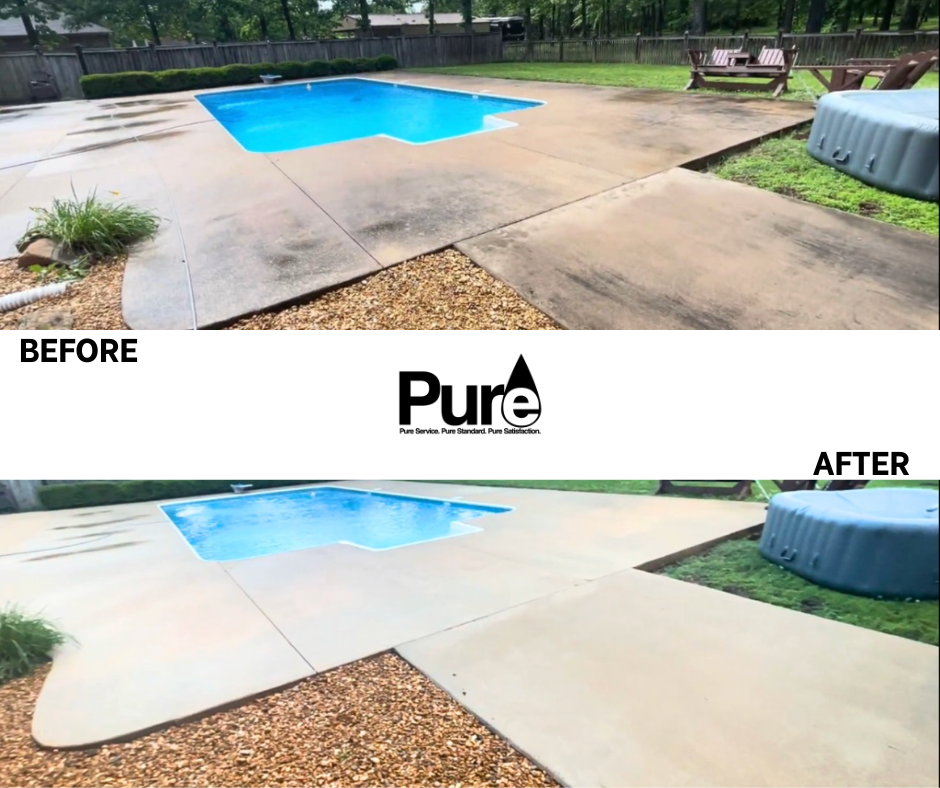 Exterior building pressure washing before and after