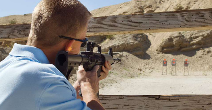 Rifle marksmanship practice at an outdoor range