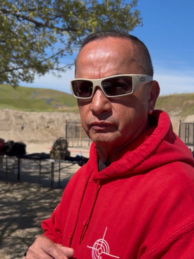 Tony Aguilar, lead firearms instructor at Aggy's Firearms Training, at the range