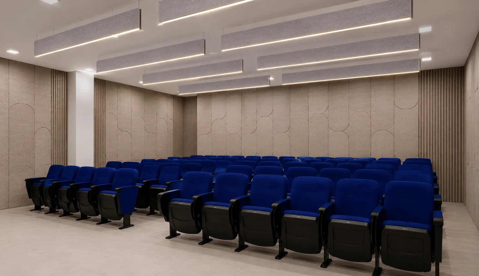 Auditorio corporativo con tratamiento acústico integral
