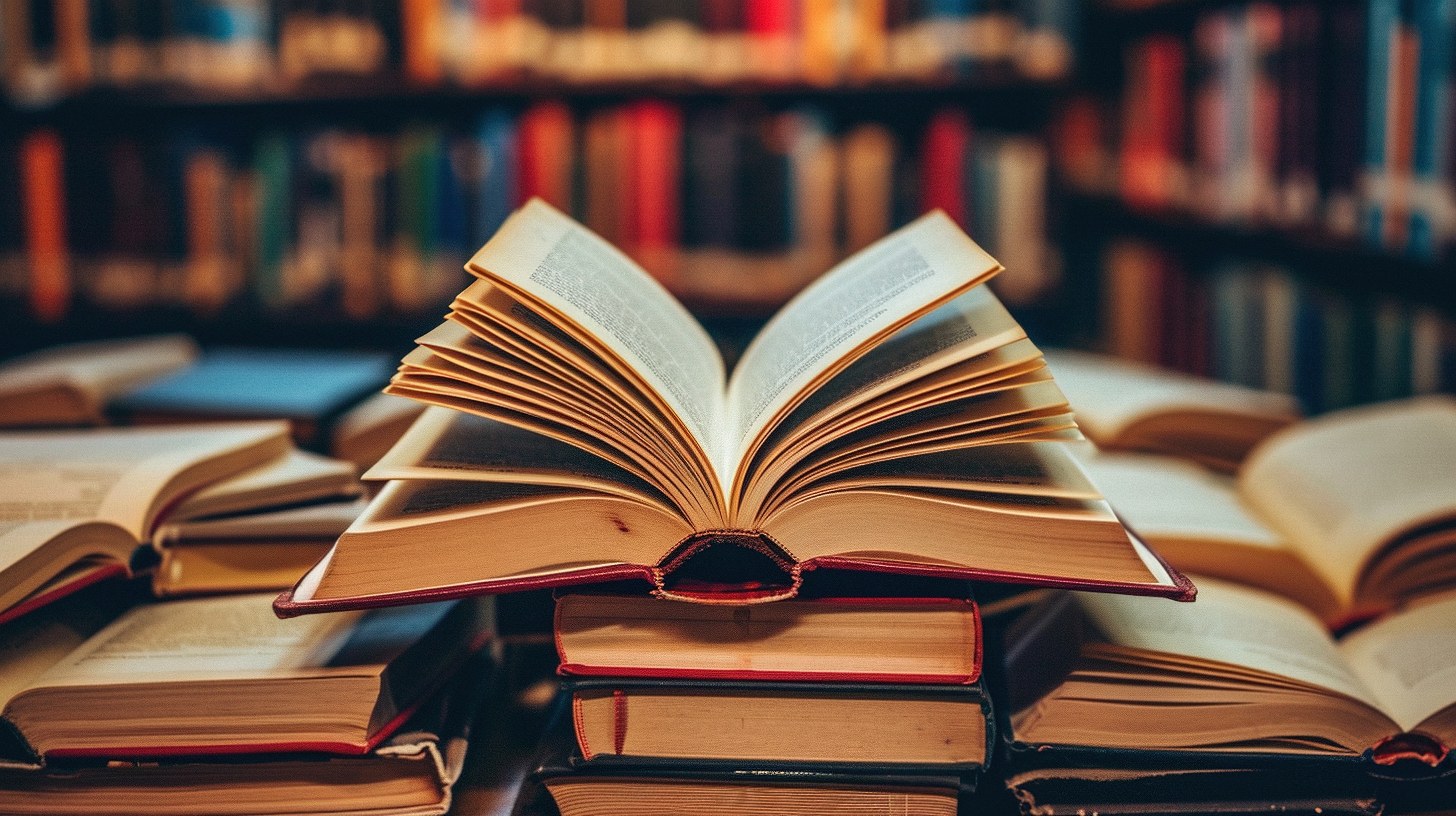 Open books in library