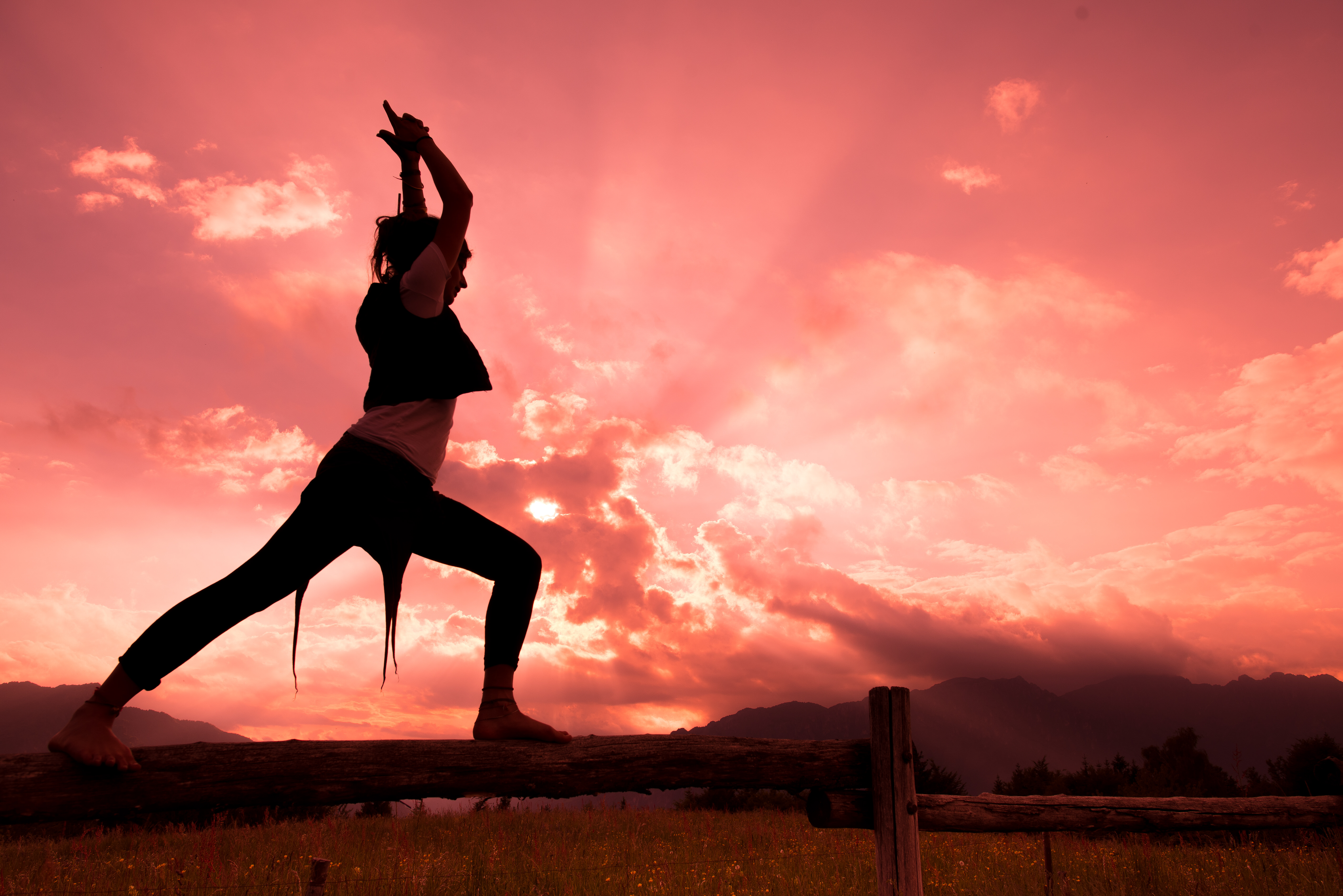 woman fence yoga nature woman fence yoga nature