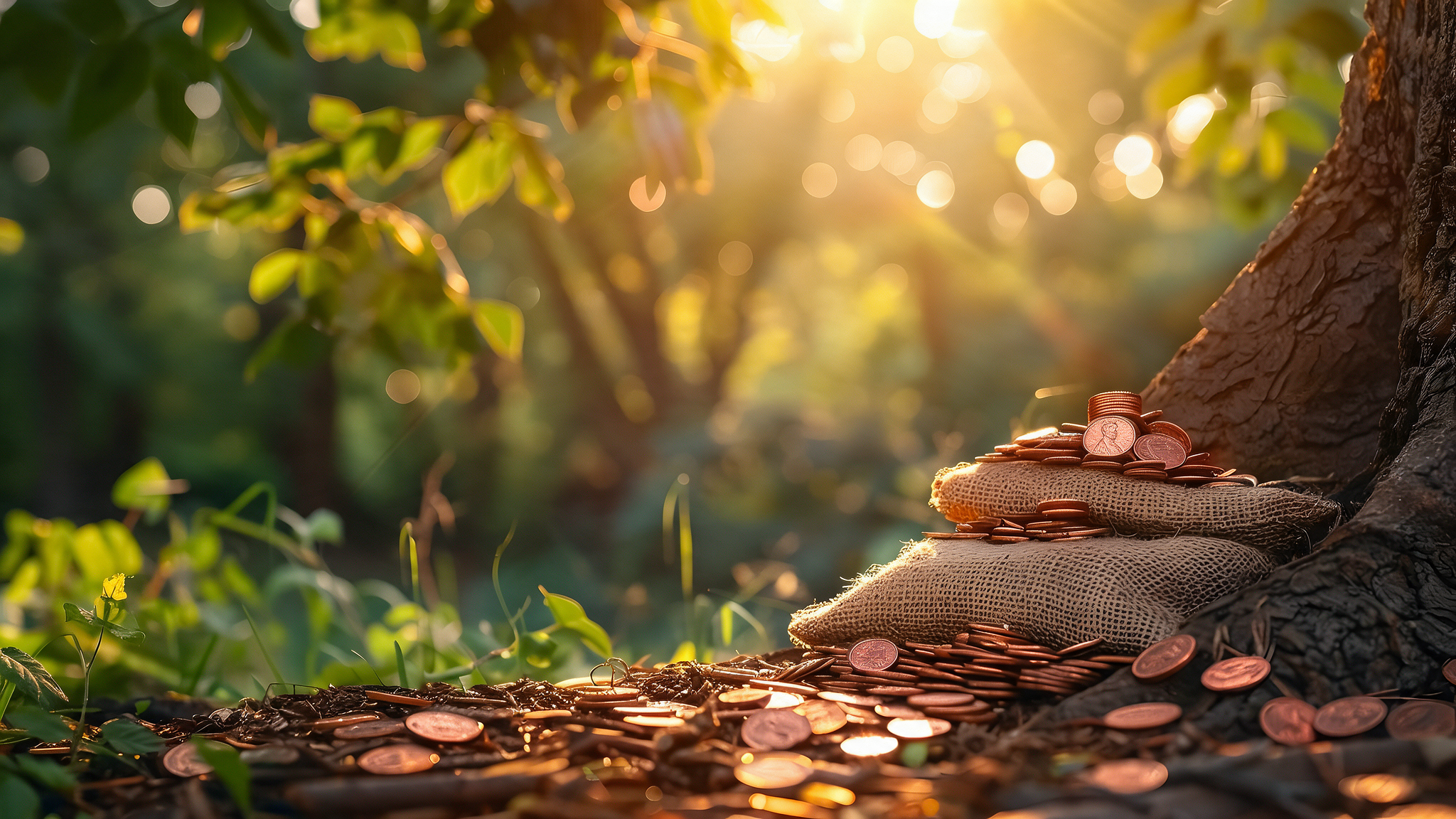 Pennies in the woods