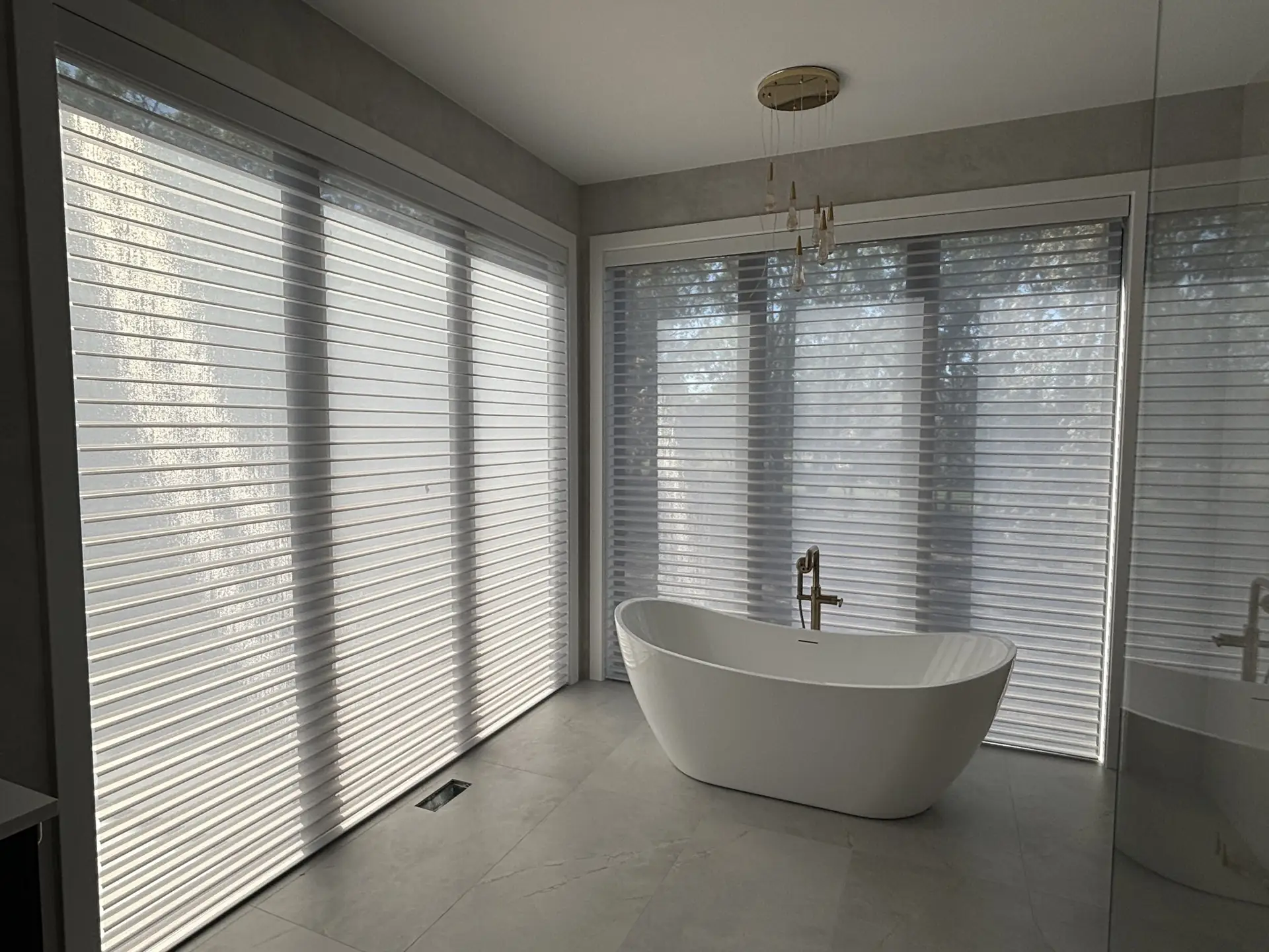 Shades in a spa-style bathroom