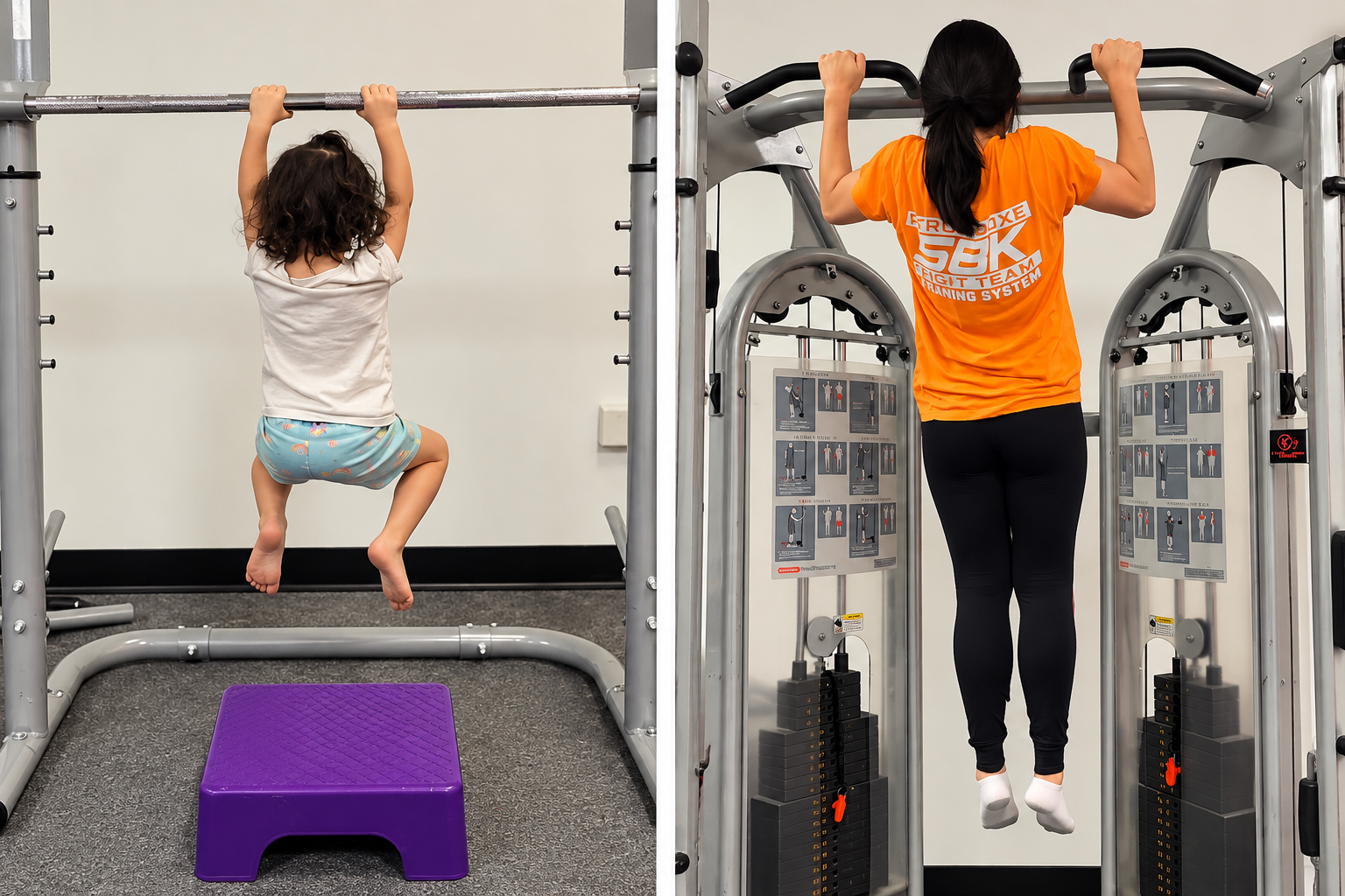 women and child doing a pull up women and child doing a pull up