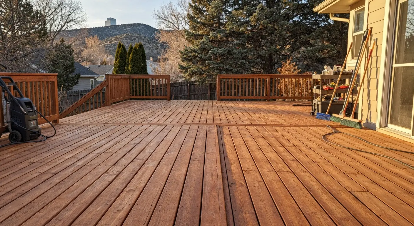 Cleaned wooden deck