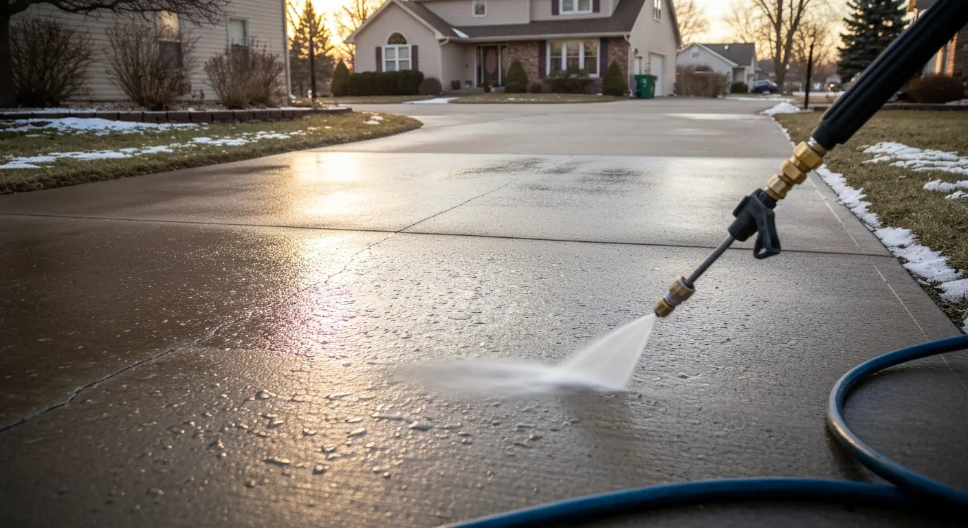 Driveway pressure washing