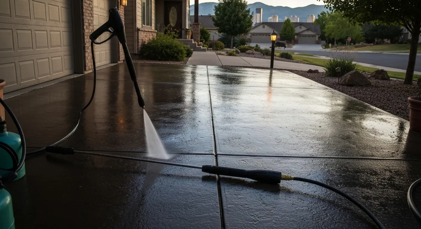Driveway pressure washing