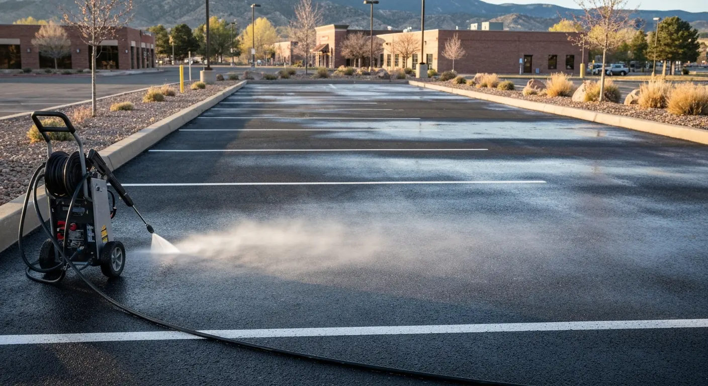 Commercial driveway pressure washing
