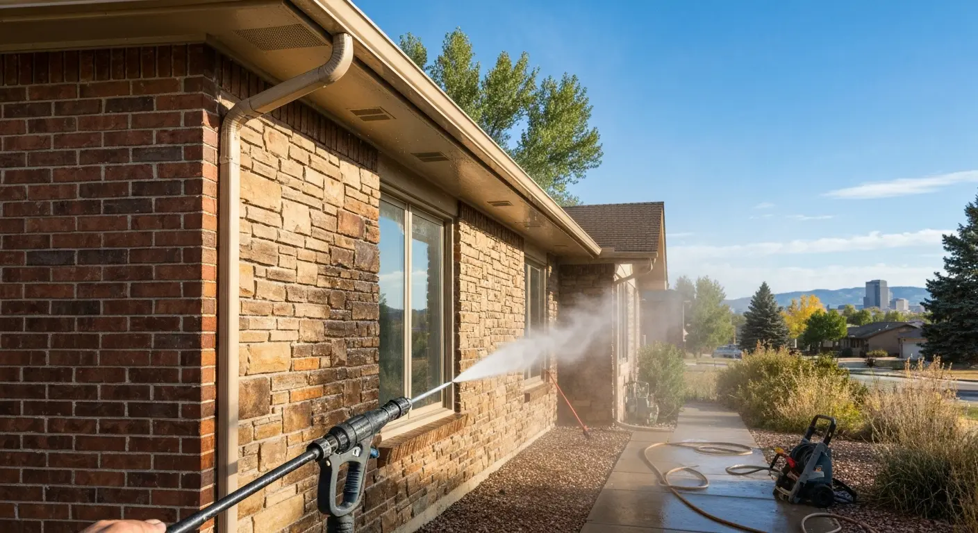 House exterior pressure washing