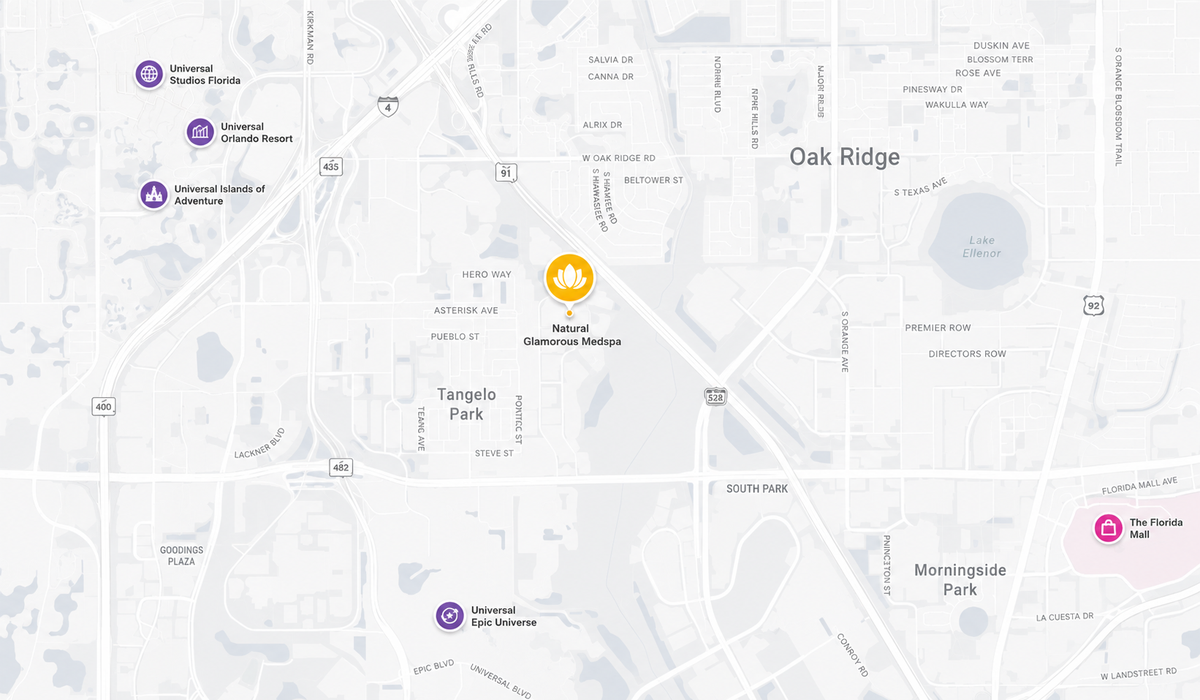 Map of Natural Glamorous Medspa location at 6979 Kingspointe Pkwy, Orlando FL