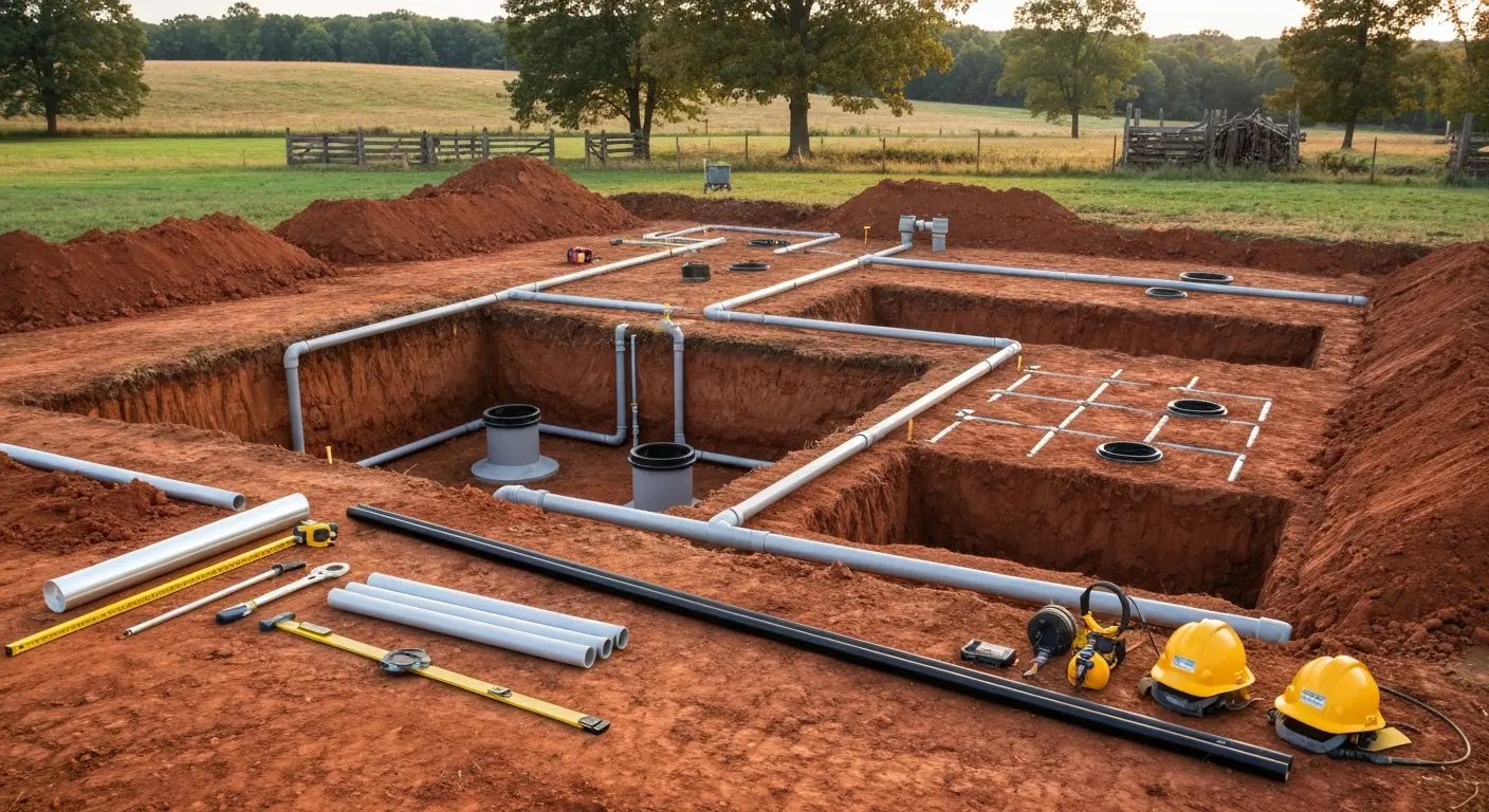 New septic system installation
