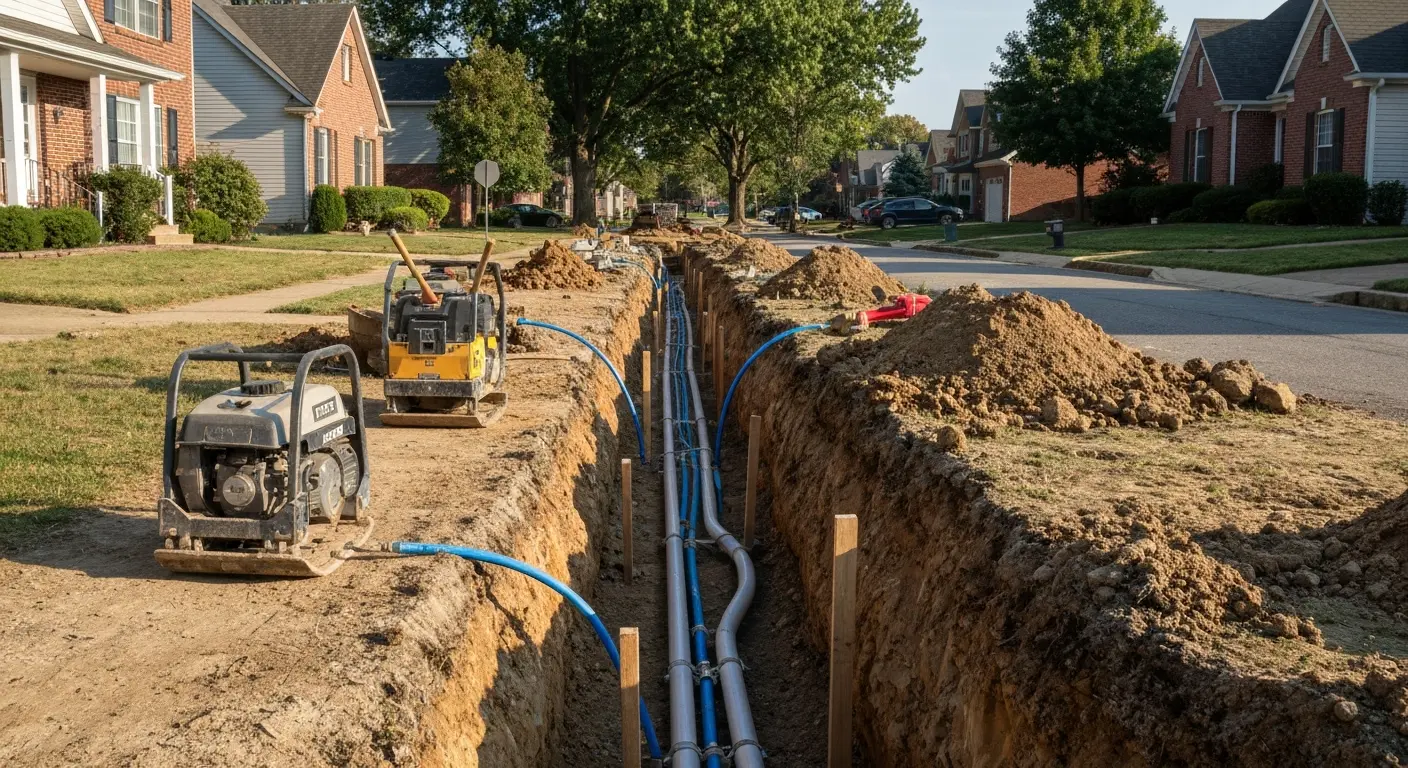 Utility trench excavation and installation