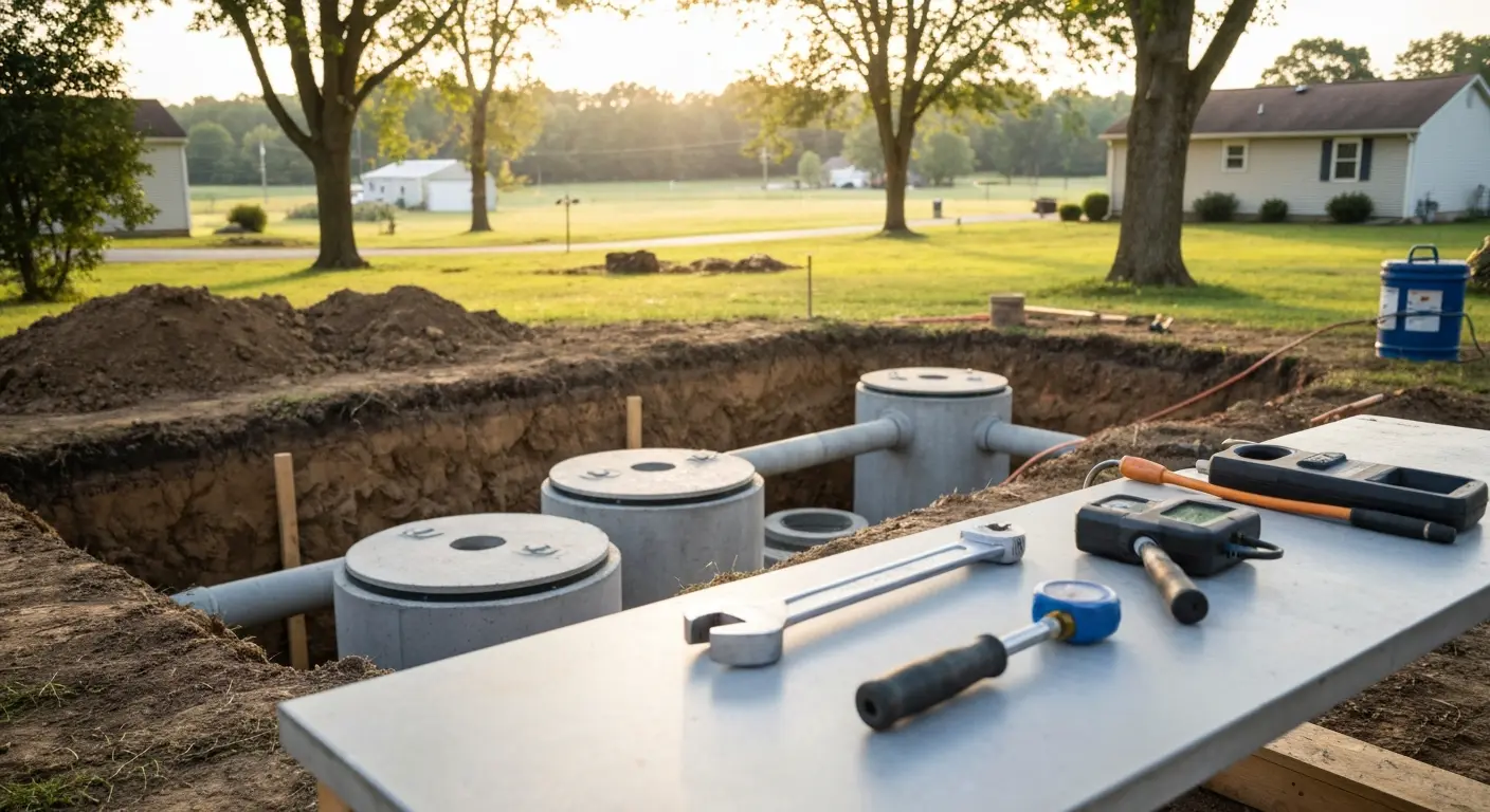 Septic system repair work