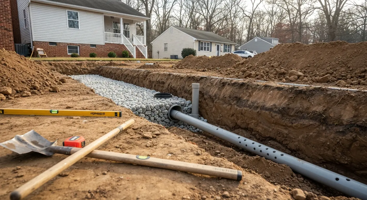 Drain field repair work