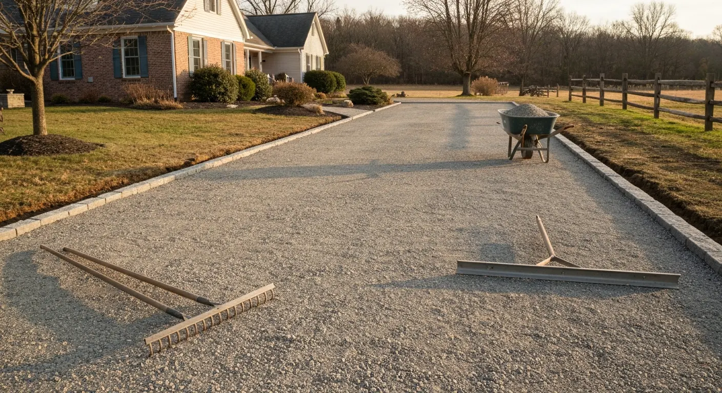 Stone driveway material delivery