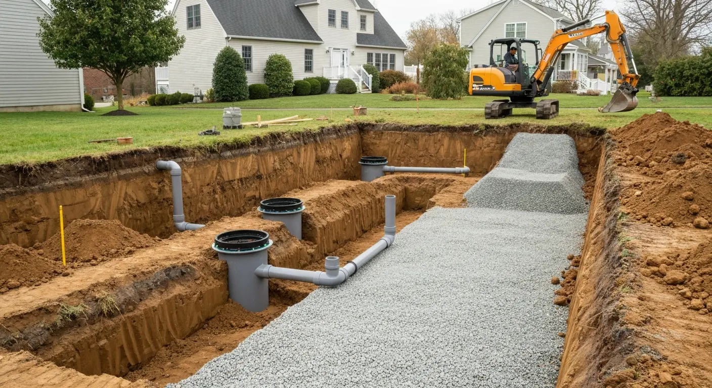 Septic tank excavation and installation