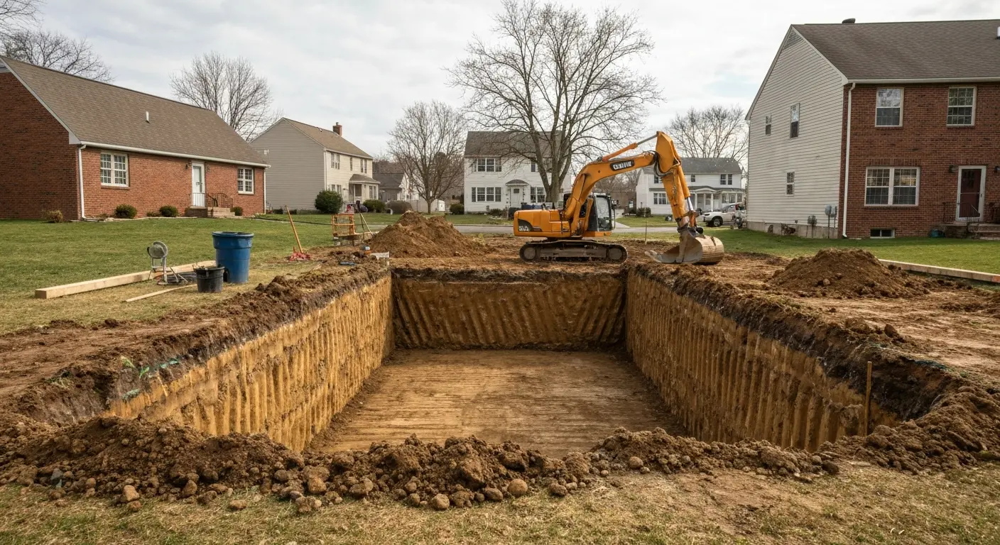 Residential foundation excavation