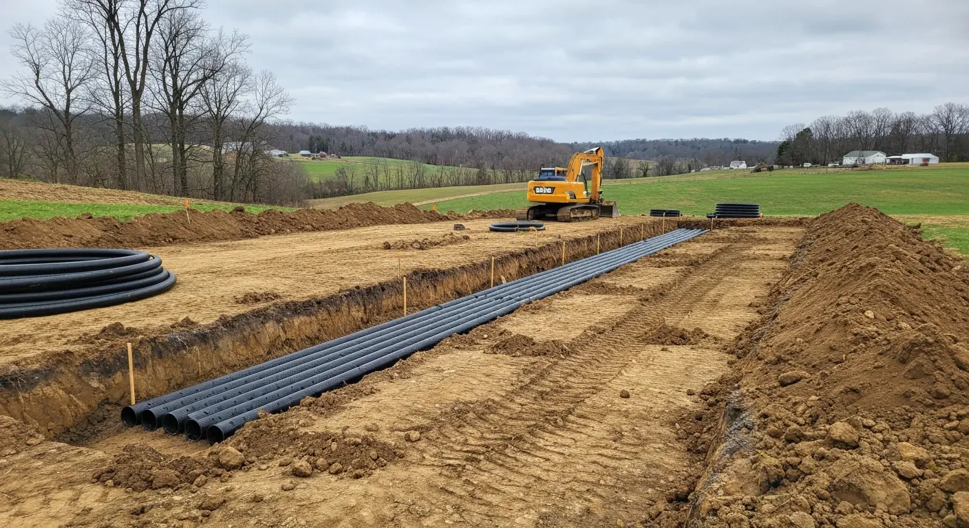 Septic system excavation in Roxbury PA
