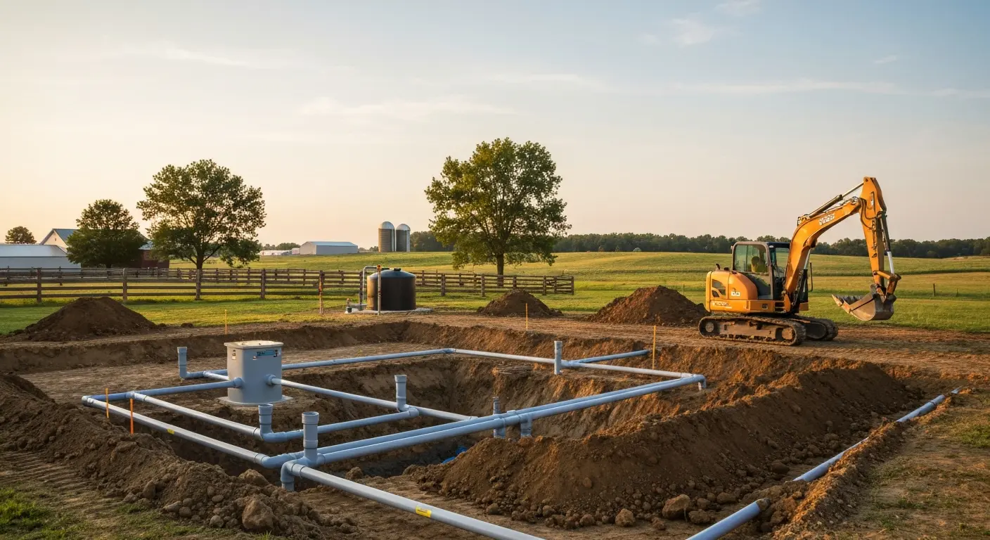 Septic system installation work