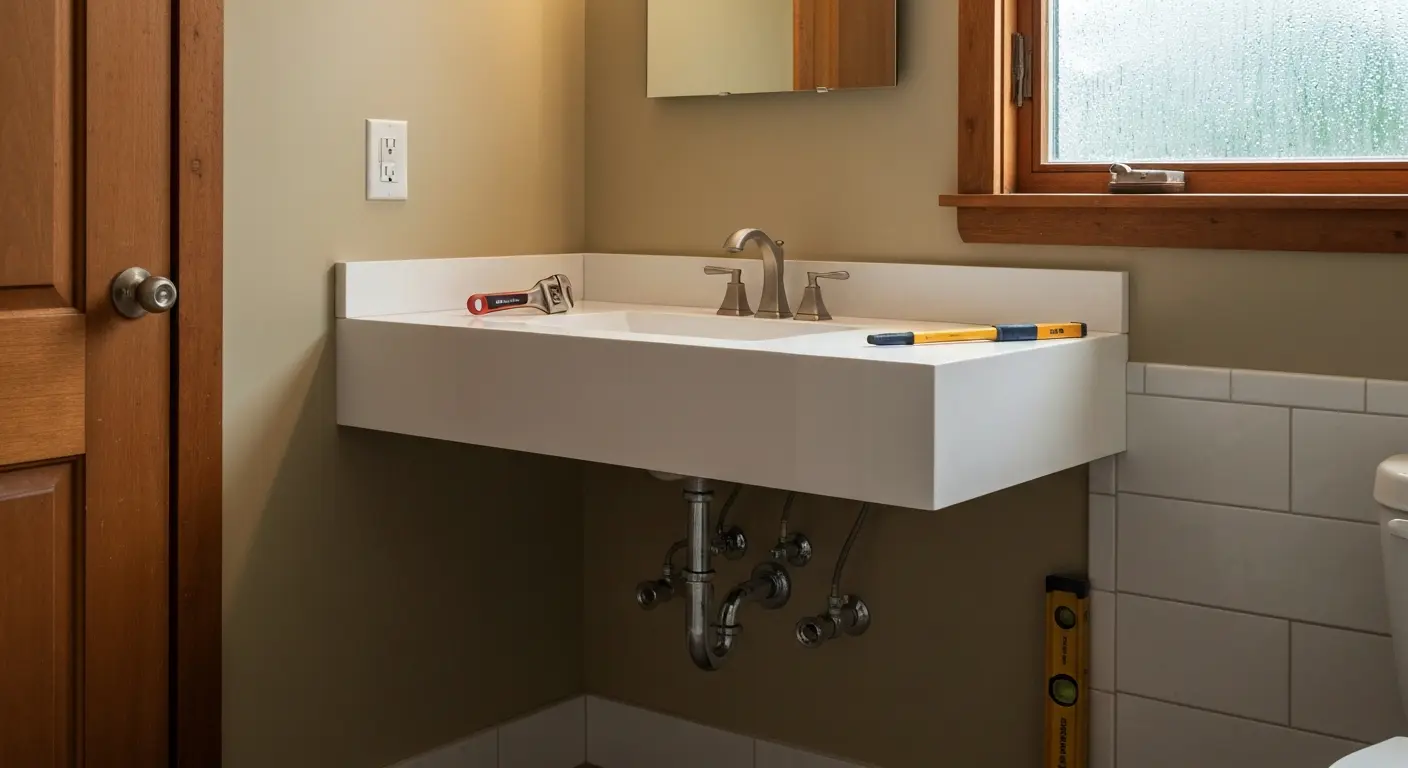 Single sink vanity installation
