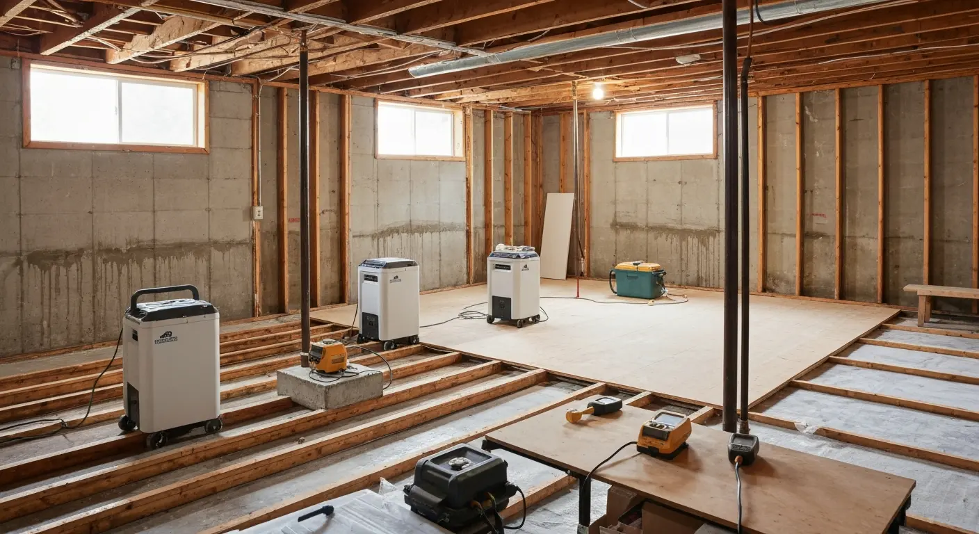 Flood damage mitigation in basement of local home