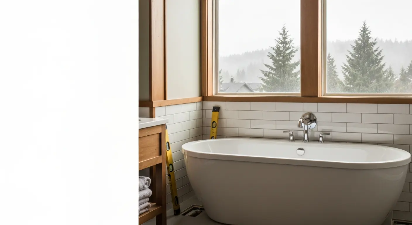 Freestanding soaking tub installation