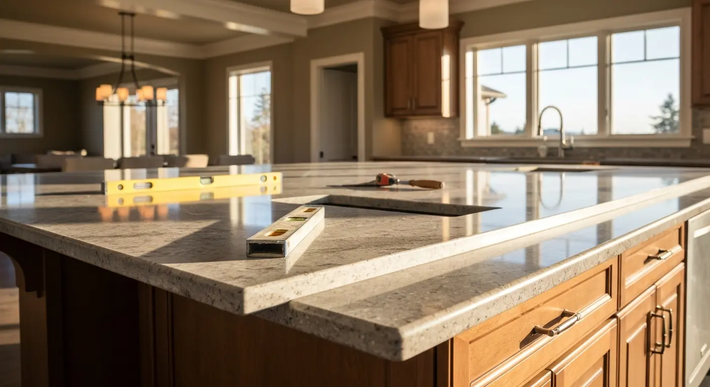 Kitchen island countertop installation
