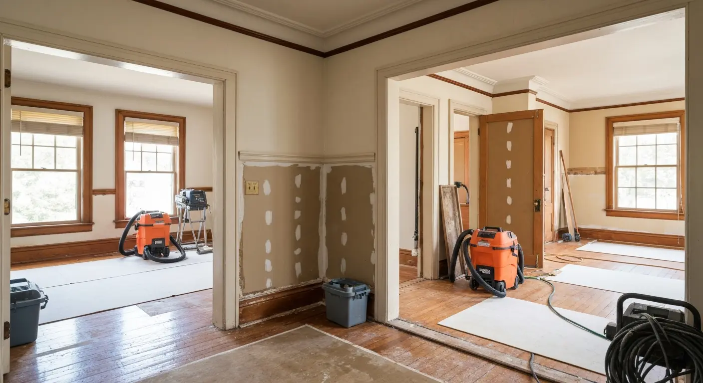 Burst pipe water damage restoration